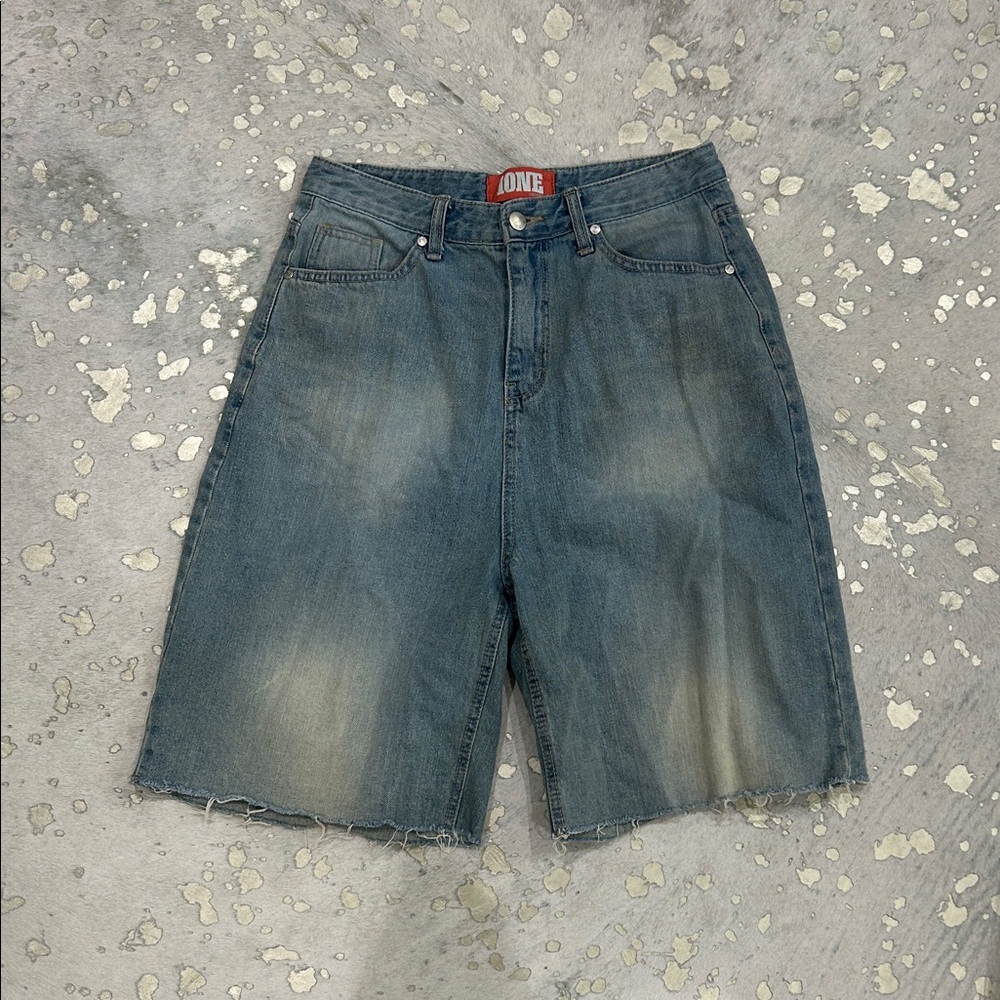 Denim Shorts with Frayed Hem